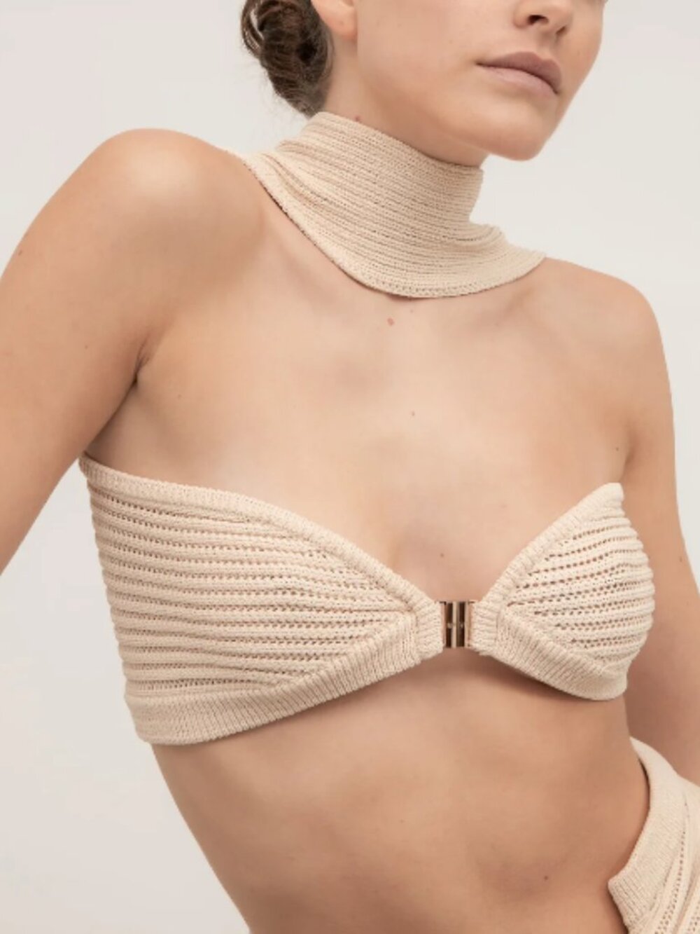 RUVE Beige Sculpted Reversible Ribbed Knit Bra Size Medium 34029